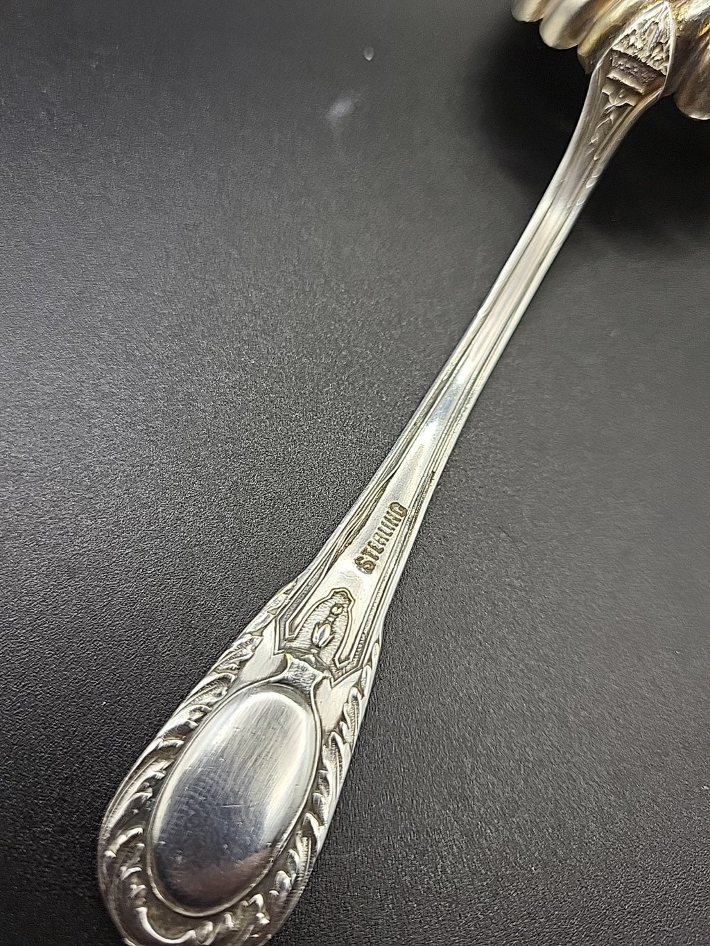 Sterling Silver Tea Strainer Spoon Gilt Bowl Pierced c1900