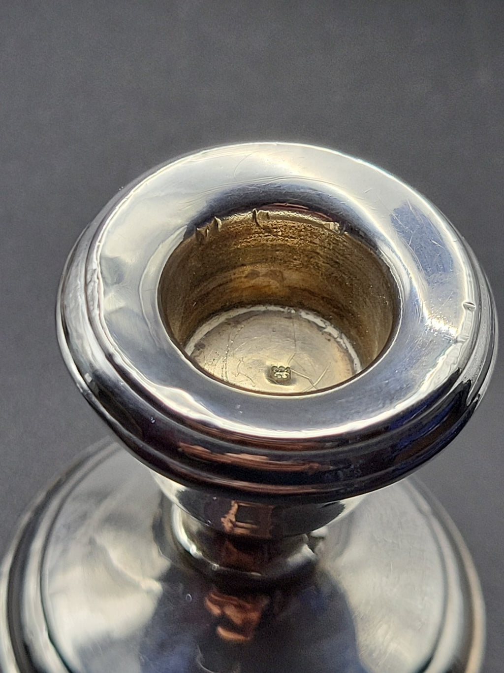 1903 Antique Silver Hallmarked Candlestick Holder, London, Dented