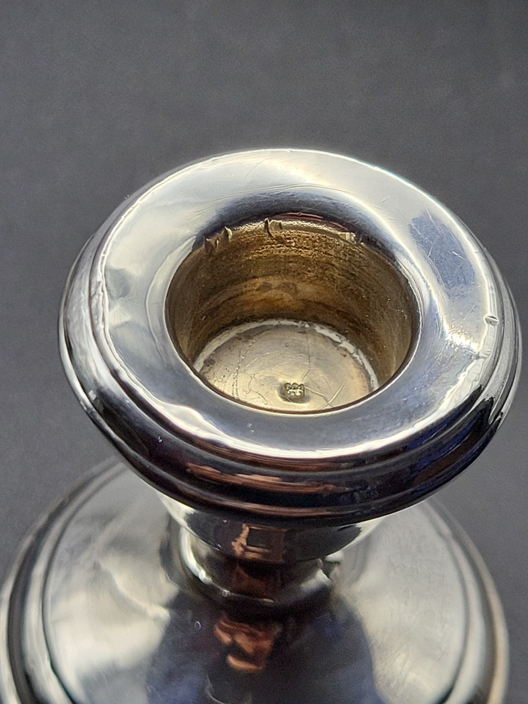 1903 Antique Silver Hallmarked Candlestick Holder, London, Dented