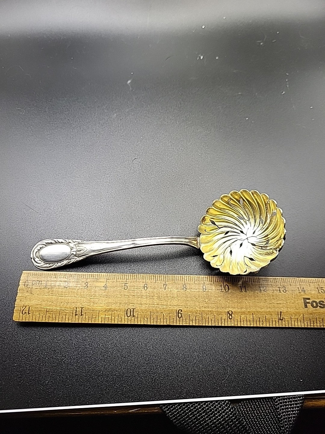 Sterling Silver Tea Strainer Spoon Gilt Bowl Pierced c1900