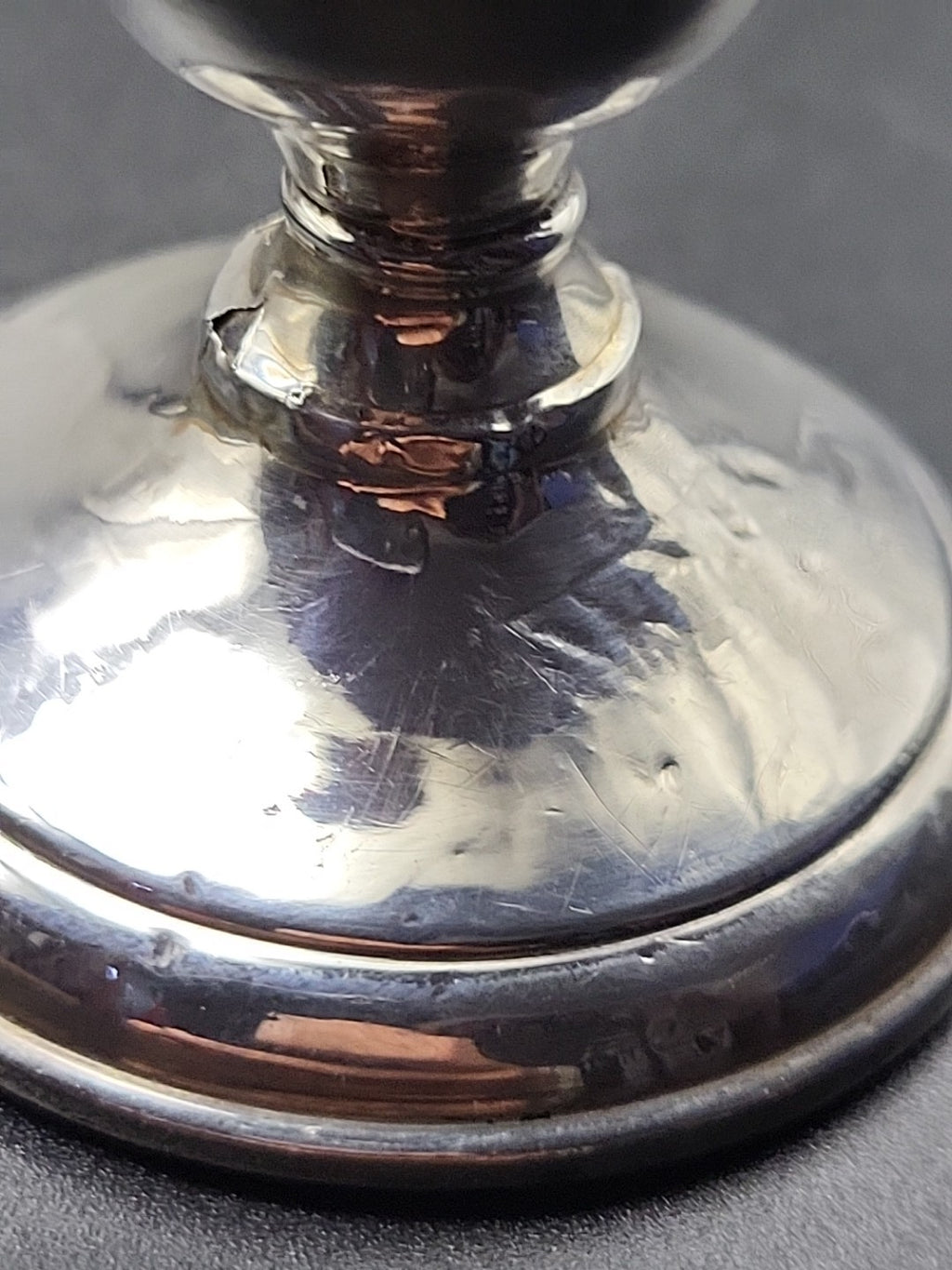 1903 Antique Silver Hallmarked Candlestick Holder, London, Dented