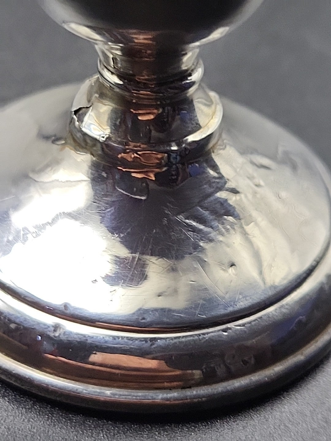 1903 Antique Silver Hallmarked Candlestick Holder, London, Dented