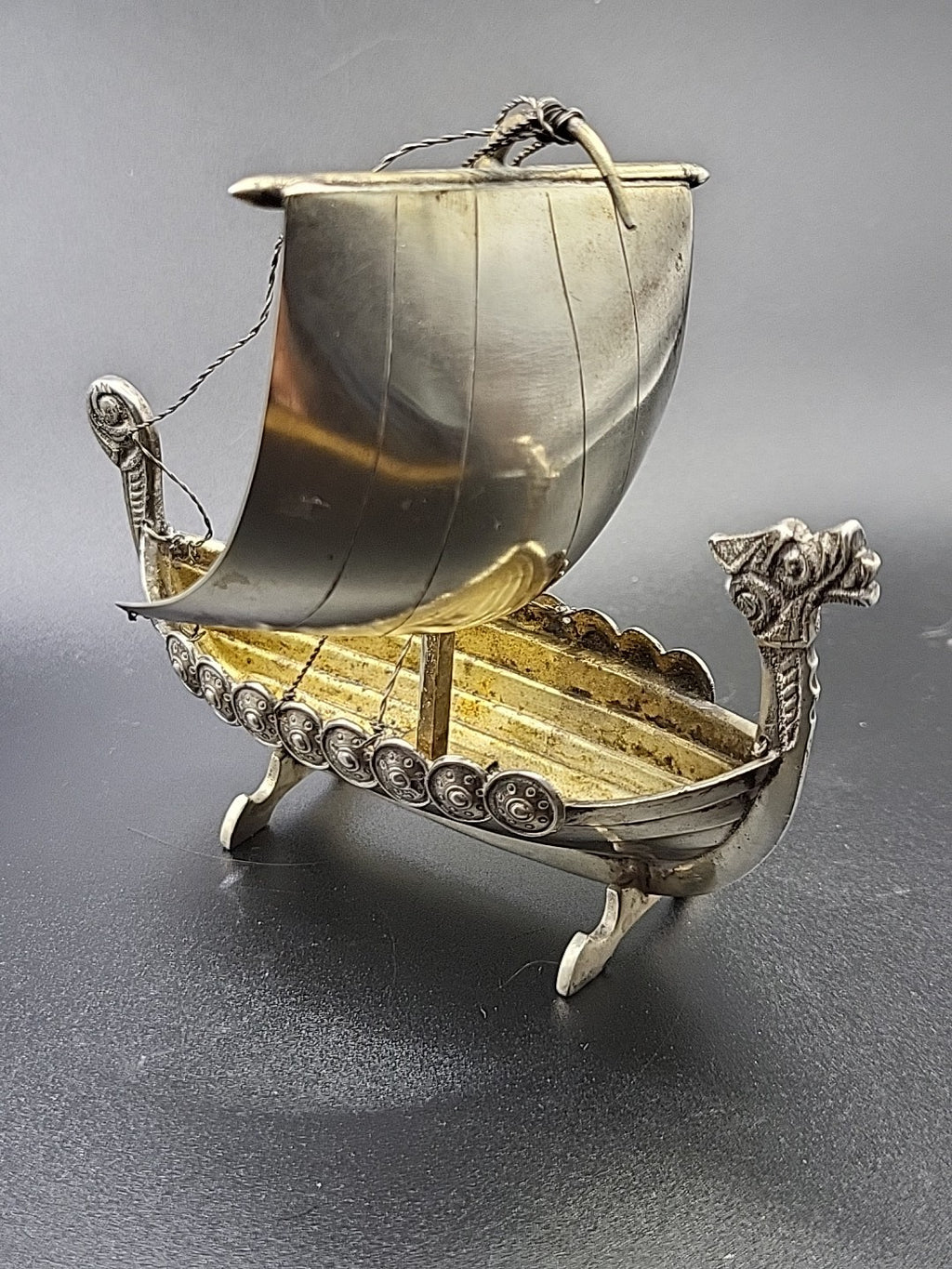 Art Deco Silver Plate Viking Ship Centrepiece ENERET ASTRAL Danish c1920-40 71g