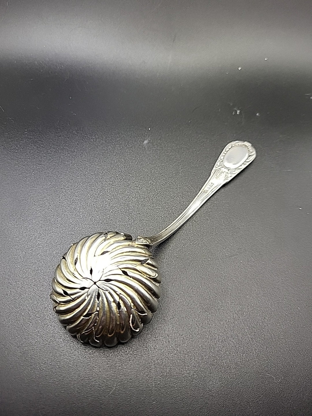 Sterling Silver Tea Strainer Spoon Gilt Bowl Pierced c1900
