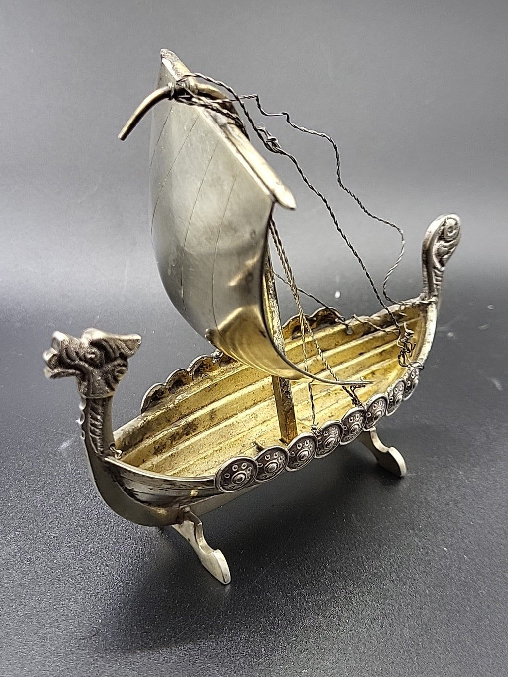 Art Deco Silver Plate Viking Ship Centrepiece ENERET ASTRAL Danish c1920-40 71g