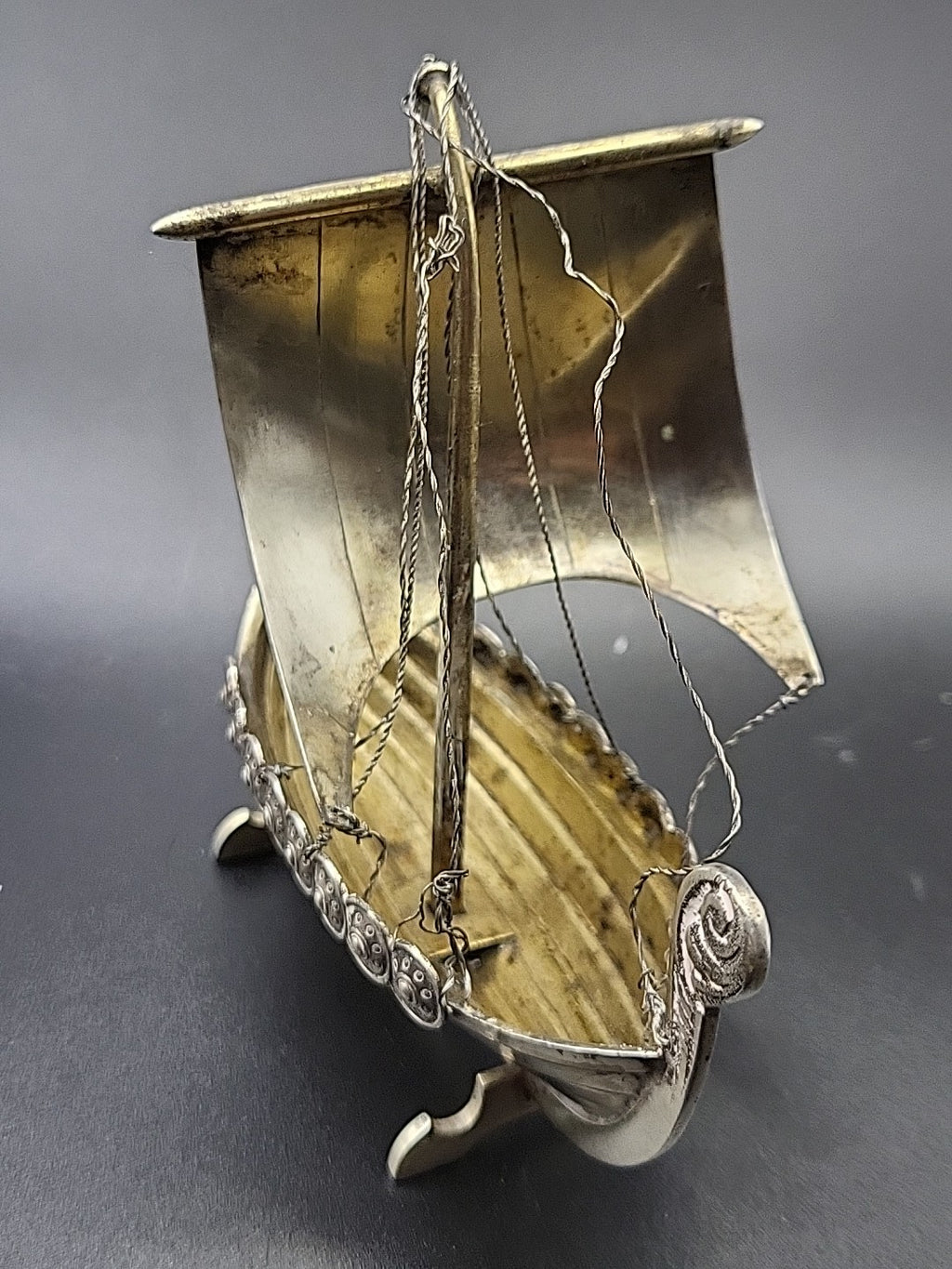 Art Deco Silver Plate Viking Ship Centrepiece ENERET ASTRAL Danish c1920-40 71g