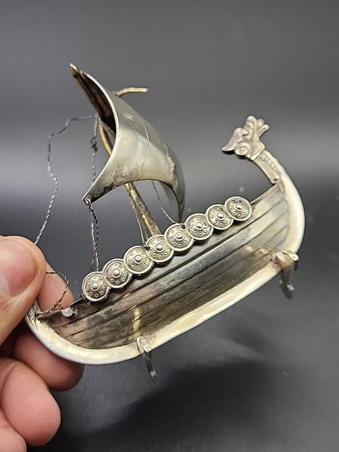 Art Deco Silver Plate Viking Ship Centrepiece ENERET ASTRAL Danish c1920-40 71g