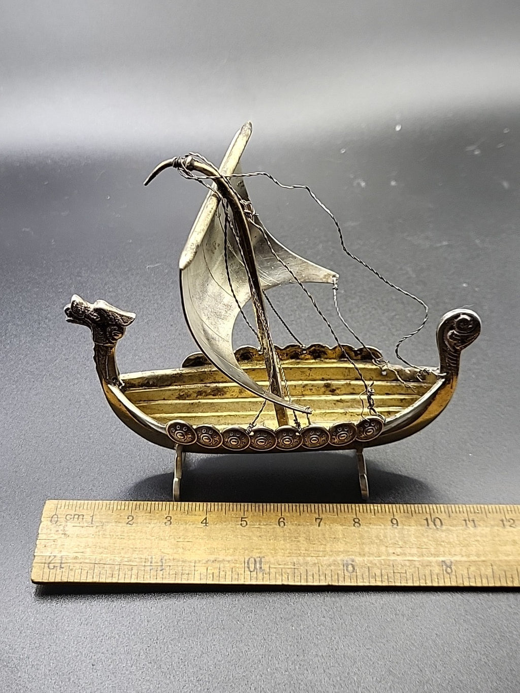 Art Deco Silver Plate Viking Ship Centrepiece ENERET ASTRAL Danish c1920-40 71g