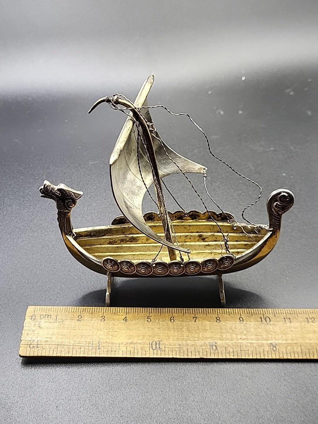 Art Deco Silver Plate Viking Ship Centrepiece ENERET ASTRAL Danish c1920-40 71g