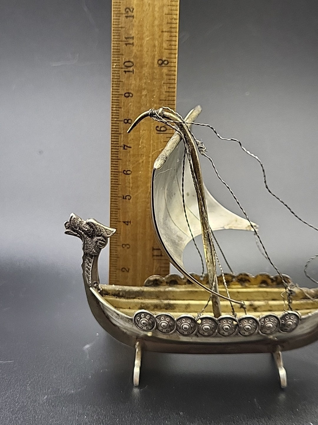 Art Deco Silver Plate Viking Ship Centrepiece ENERET ASTRAL Danish c1920-40 71g